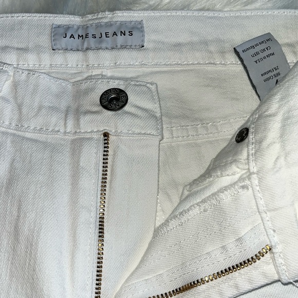 🆕 James Jeans Mid Rise Ciggy Jean Distressed Knee Frayed Hem White Size 25 - Picture 12 of 14